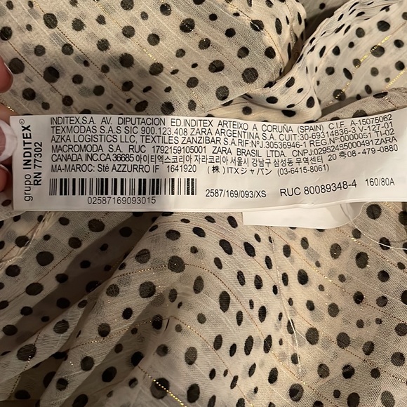 Zara sheer top XS cream and black polka dot - Picture 5 of 5